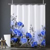 Blue Floral Vibe Shower Curtain, Festive Christmas Gift, Home Decor
