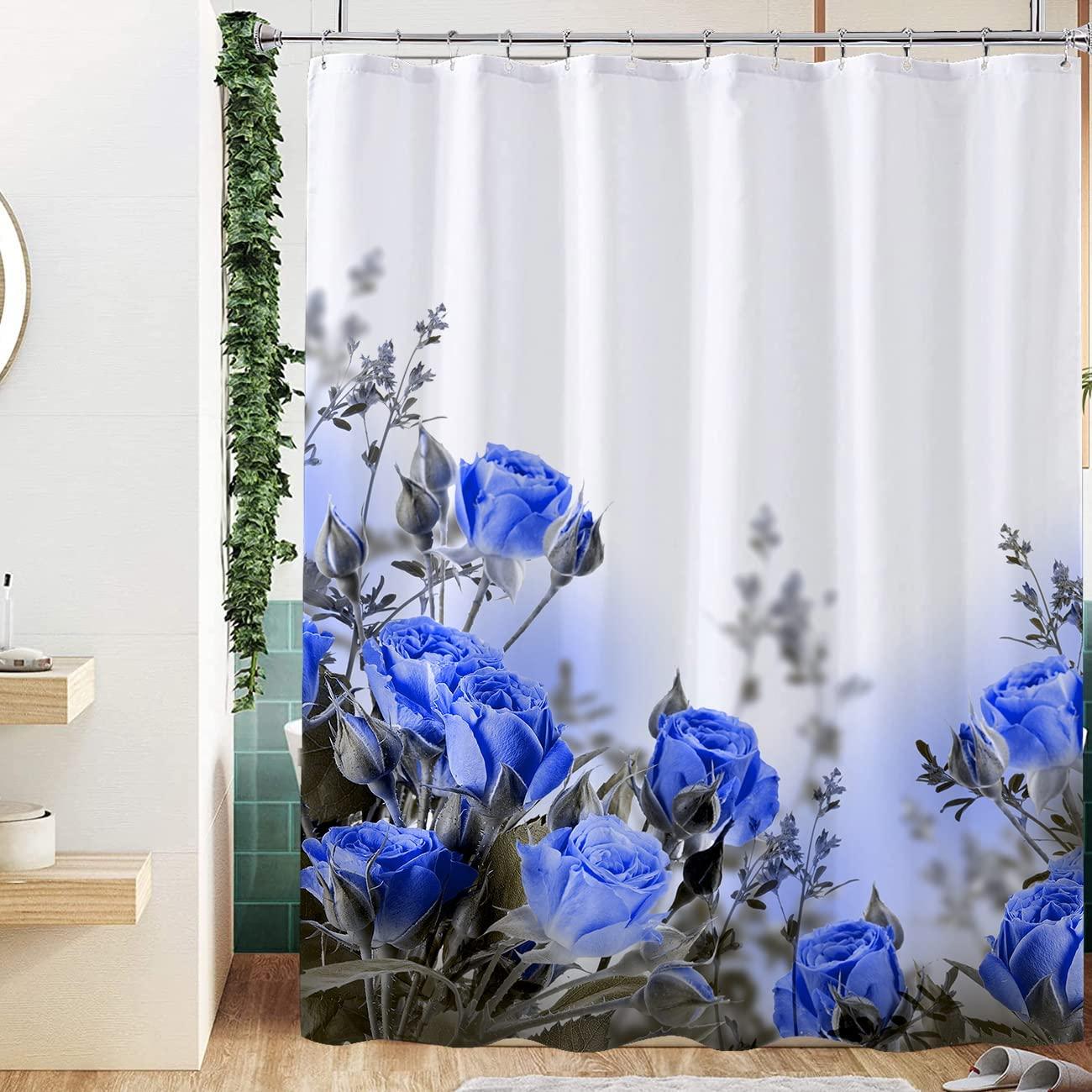 Blue Floral Vibe Shower Curtain, Festive Christmas Gift, Home Decor - Image 2