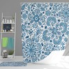Blue Flower Butterfly Shower Curtain, Tropical Leaves Bathroom Decor
