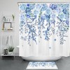 Blue Flower Shower Curtain, Minimalist Bathroom Decor