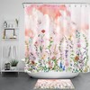Blue Flowers Botanical Shower Curtain with Pink Floral Pattern