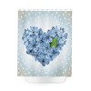 Blue Flowers In Heart Shape Shower Curtain For Artistic Bathroom Decor