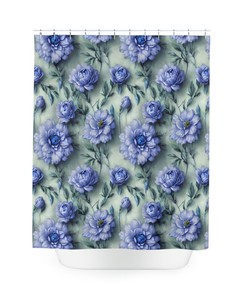 Blue Flowers Shower Curtain With Unique Floral Design