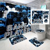 Blue Game Player Shower Curtain Boys Gaming Bathroom Decor Modern Waterproof Fabric Curtain