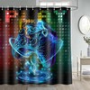 Blue Gaming Video Game Shower Curtain With Anime Gamer And Boys Teen Bathroom Decor