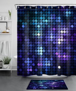 Blue Geometric Pattern Shower Curtain - Modern Bathroom Decor