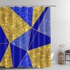 Blue Gold Geometric Glitter Pattern Shower Curtain, Stylish And Modern Bathroom Decor 