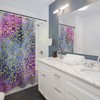 Blue & Gold Leopard Print Shower Curtain, Luxe Bathroom Decor