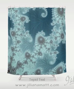 Blue Gray Geometric Fabric Shower Curtain for Contemporary Bathroom Decor