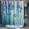 Blue Green Tranquil Tree Asian Tropical Jungle Zen Bamboo Forest Shower Curtain For Bathroom Decor