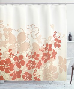 Blue Hawaii Flowers Tropical Print Shower Curtain With Island Vibes