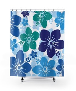 Blue Hawaii: Hibiscus Premium Shower Curtain for a Cool and Refreshing Bathroom 