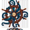 Blue Helm Octopus Ocean Print Waterproof Shower Curtain for Bathroom