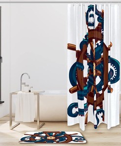Blue Helm Octopus Ocean Print Waterproof Shower Curtain for Bathroom