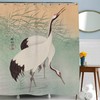 Blue Heron Japanese Art Nature Print Shower Curtain with Unique Gifts for Bathroom Decor