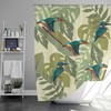 Blue Hummingbird & Monstera Shower Curtain, Botanical Tropical Birds & Leaves Bathroom Decor