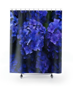 Blue Hydrangeas Floral Shower Curtain for Elegant Bathroom Decor, 72x72 - Luxury Shower Curtains