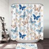 Blue Indigo Boho Shower Curtain, Watercolor Floral Leaves Pattern, Botanical Home Decor