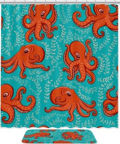 Blue Leaves Octopus Shower Curtain - A Unique And Creative Bathroom Idea