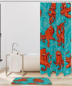 Blue Leaves Octopus Shower Curtain - A Unique And Creative Bathroom Idea