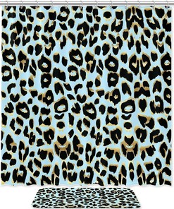 Blue Leopard Print Shower Curtain, Cool Bathroom Decor