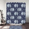Blue Lotus Palm Leaves Shower Curtain, Botanical Forest Design, Tropical Bathroom Decor