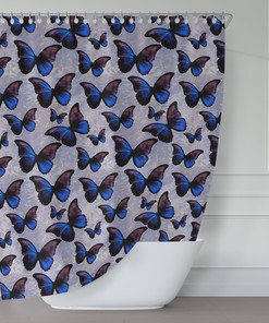 Blue Mars And Asteroids Shower Curtain, Space And Astronomy Themed Bathroom Decoration.