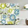 Blue Modern Geometric Shower Curtain, Watercolor Abstract Pattern, Mid Century Style