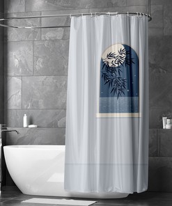 Blue Moon Outside Window Scenery Shower Curtain for Bathroom Decor