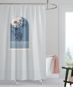Blue Moon Outside Window Scenery Shower Curtain for Bathroom Decor