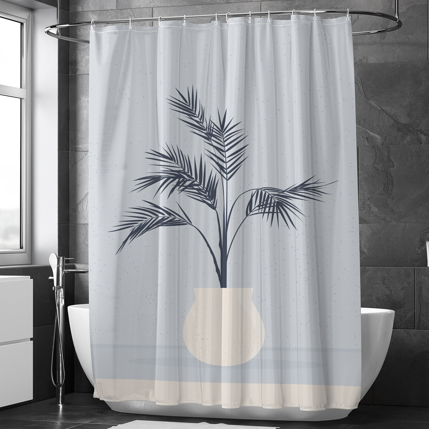 Blue Moon Outside Window Scenery Shower Curtain for Bathroom Decor