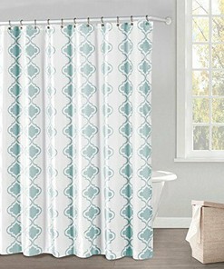 Blue Moroccan Tile Design Shower Curtain - Blue and White Bathroom Decor