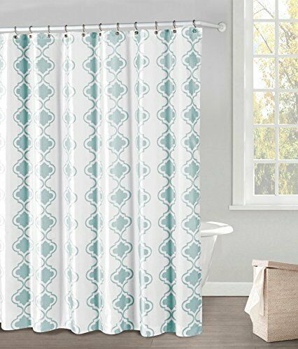 Blue Moroccan Tile Design Shower Curtain - Blue and White Bathroom Decor