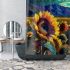Blue Mountains Sunflowers Vintage Bathroom Shower Curtain, Unique Trendy Home Decor, Flower Lover Gift