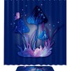 Blue Mushroom And Purple Butterfly Bathroom Set With Waterproof Fabric Shower Curtain