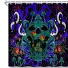Blue Mushroom Snake Flower Skull Fabric Shower Curtain - Vintage Flower Bathroom Decor 