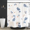 Blue Nautical Fish Shower Curtain for Bathroom Decor Waterproof White and Blue Fabric Machine Washable