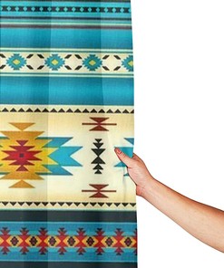 Blue Navajo Native American Indian Pattern Shower Curtain For Ethnic Bathroom Decor.