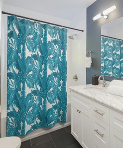 Blue Oasis Tropical Shower Curtain