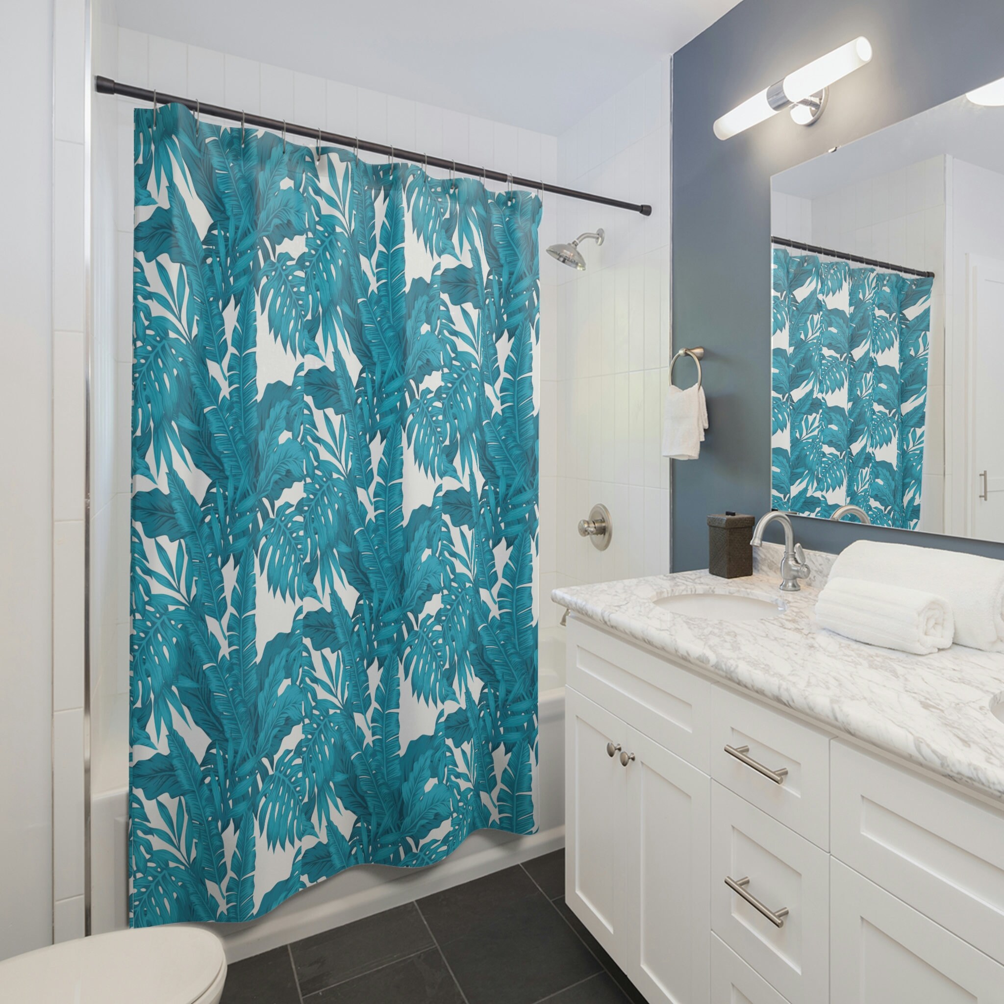 Blue Oasis Tropical Shower Curtain
