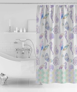 Blue Ocean Animal Shower Curtain with Soft Waterproof Fabric - Dorm Decor for Bathroom