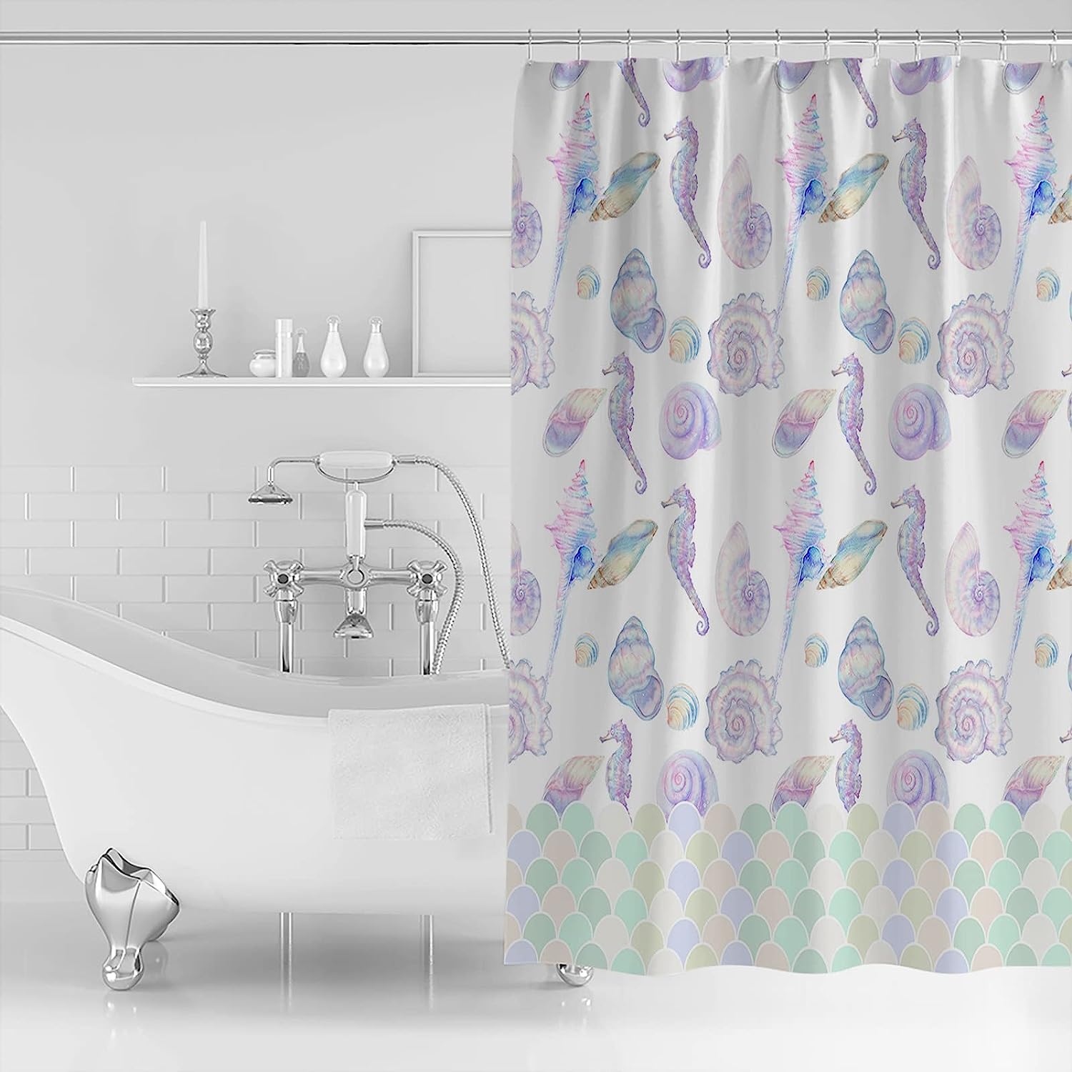 Blue Ocean Animal Shower Curtain with Soft Waterproof Fabric - Dorm Decor for Bathroom