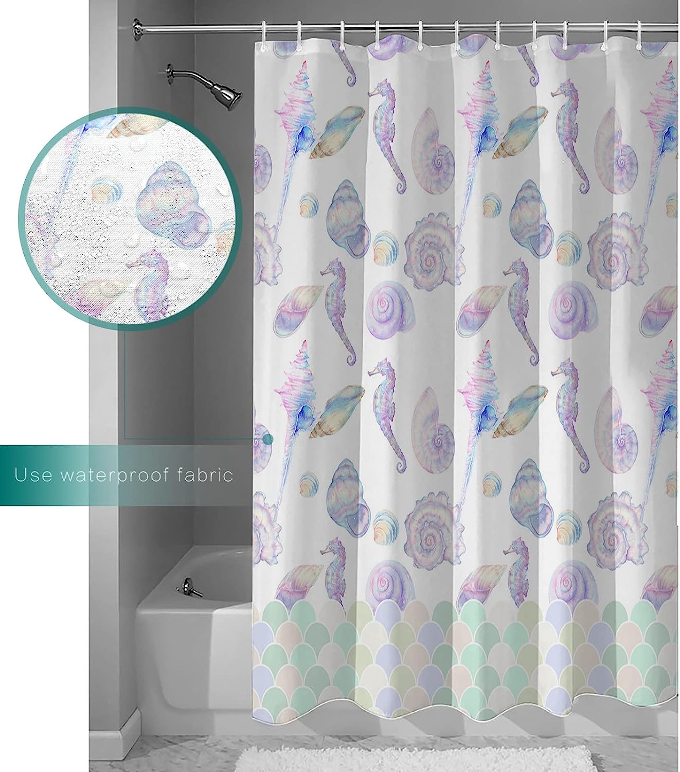 Blue Ocean Animal Shower Curtain with Soft Waterproof Fabric - Dorm Decor for Bathroom