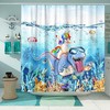 Blue Ocean Cute Animals Shower Curtain - Funny Dinosaur Love Unicorn For Bathroom Decor