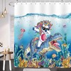 Blue Ocean Cute Animals Shower Curtain - Funny Dinosaur Unicorn For Kids Bathroom Decor