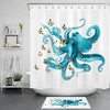 Blue Octopus Marine Animals Butterfly Shower Curtain, Fabric Bath Curtain, Bathroom Accessories