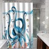 Blue Octopus Shower Curtain, Underwater World Waterproof Fabric Shower Curtain For Bathroom Decor, Animal Fish Starfish