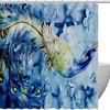 Blue Oil Painting Peacock Luxury Shower Curtain for Bathroom