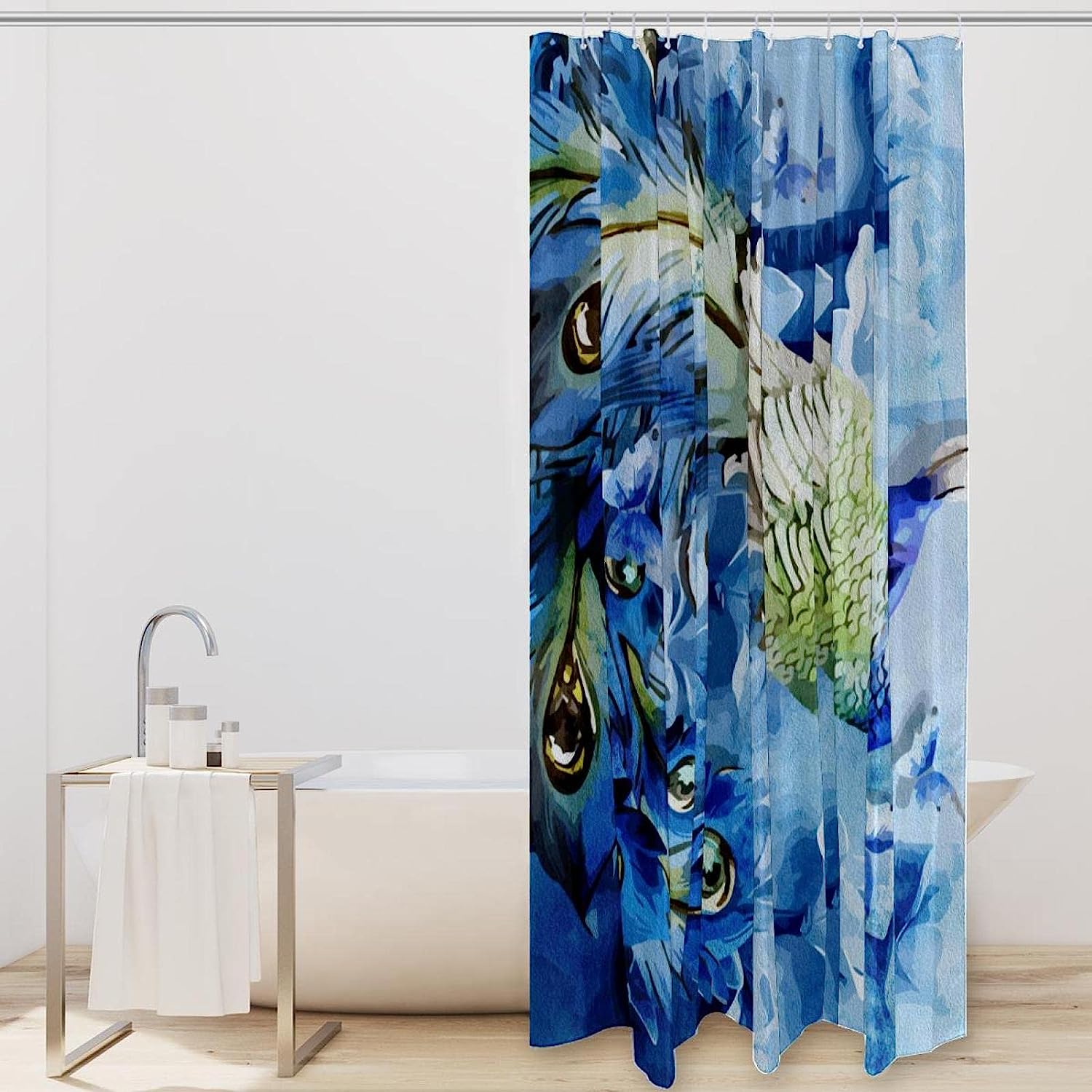 Blue Oil Painting Peacock Luxury Shower Curtain for Bathroom