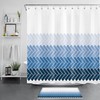 Blue Ombre Geometric Pattern Modern Art Shower Curtain, Bathroom Accessories
